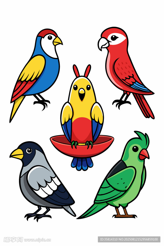 多彩鳥類插畫