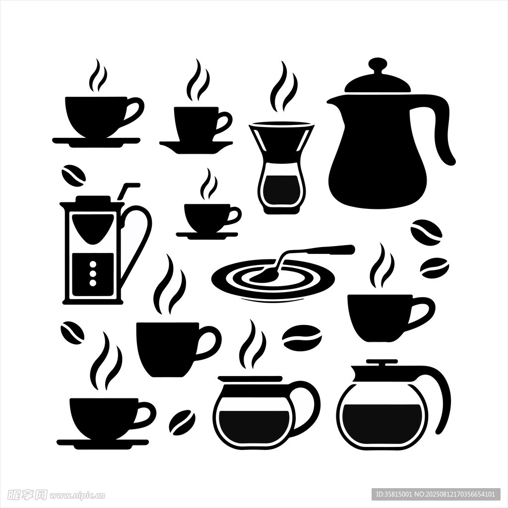 咖啡器具與杯具圖案