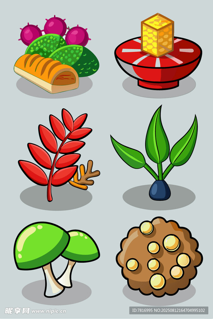 多樣植物與食物圖標(biāo)展示