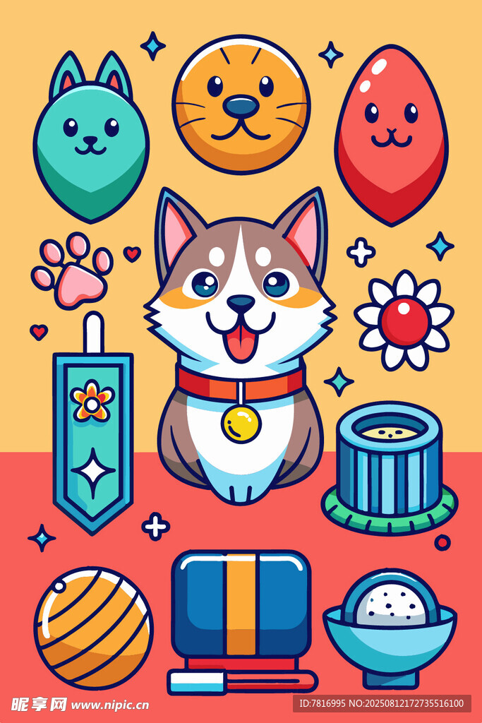 可愛寵物元素插畫