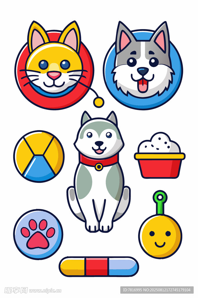 可愛寵物用品與動物頭像