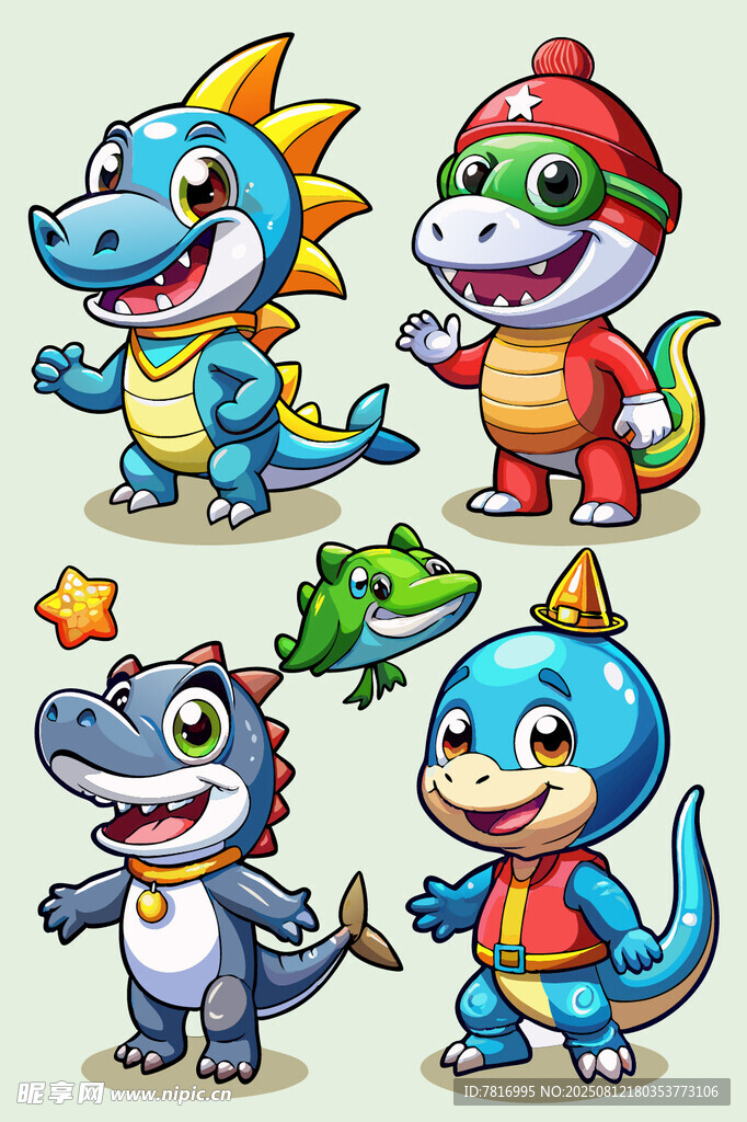 可愛卡通恐龍形象集合