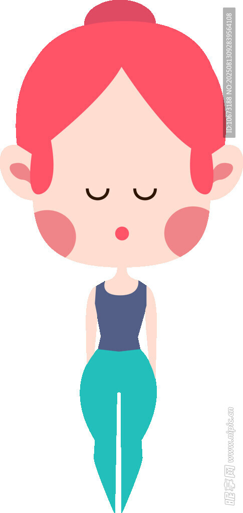 閉眼靜坐的可愛卡通女孩