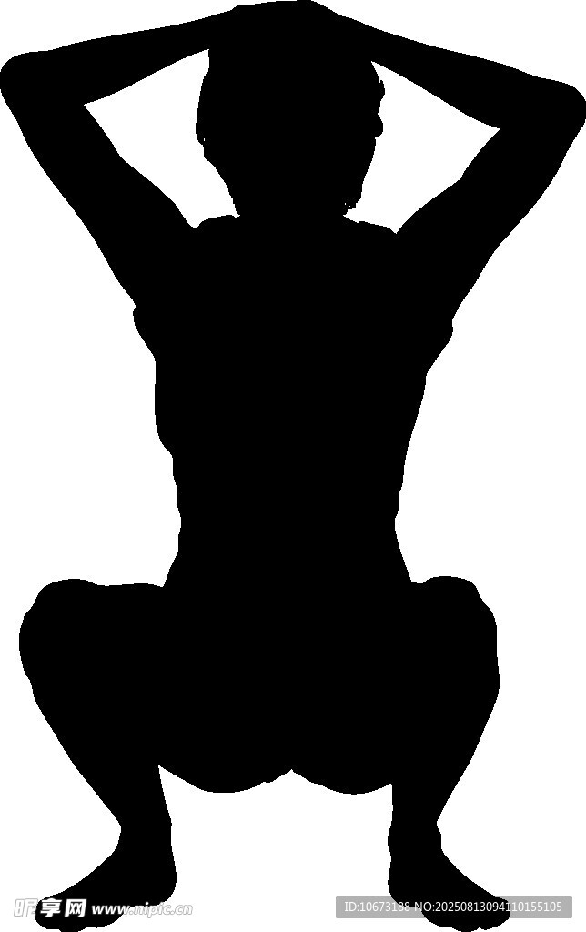 女性深蹲剪影