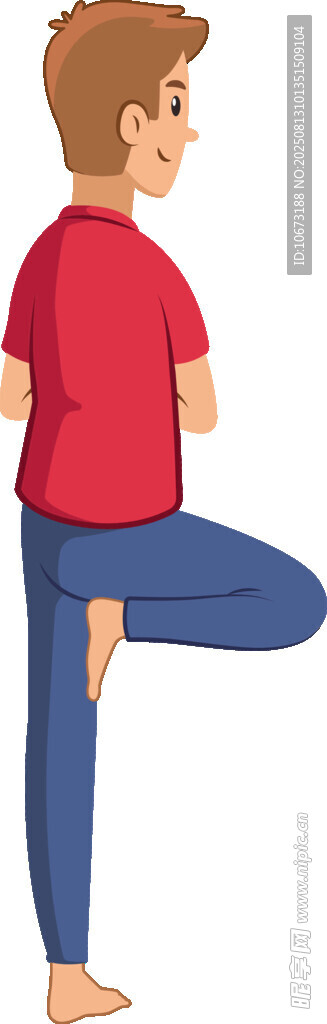 男孩做瑜伽單腿站立姿勢