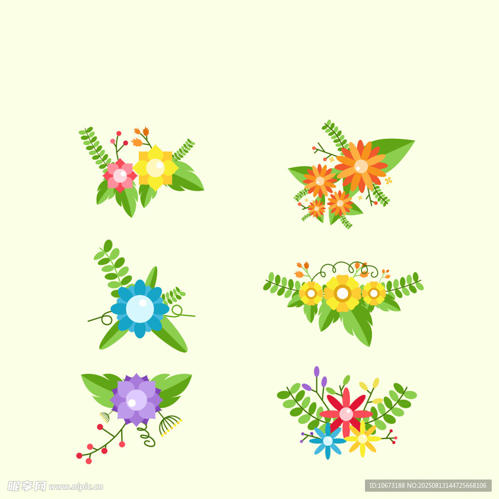多彩花卉裝飾圖案集合