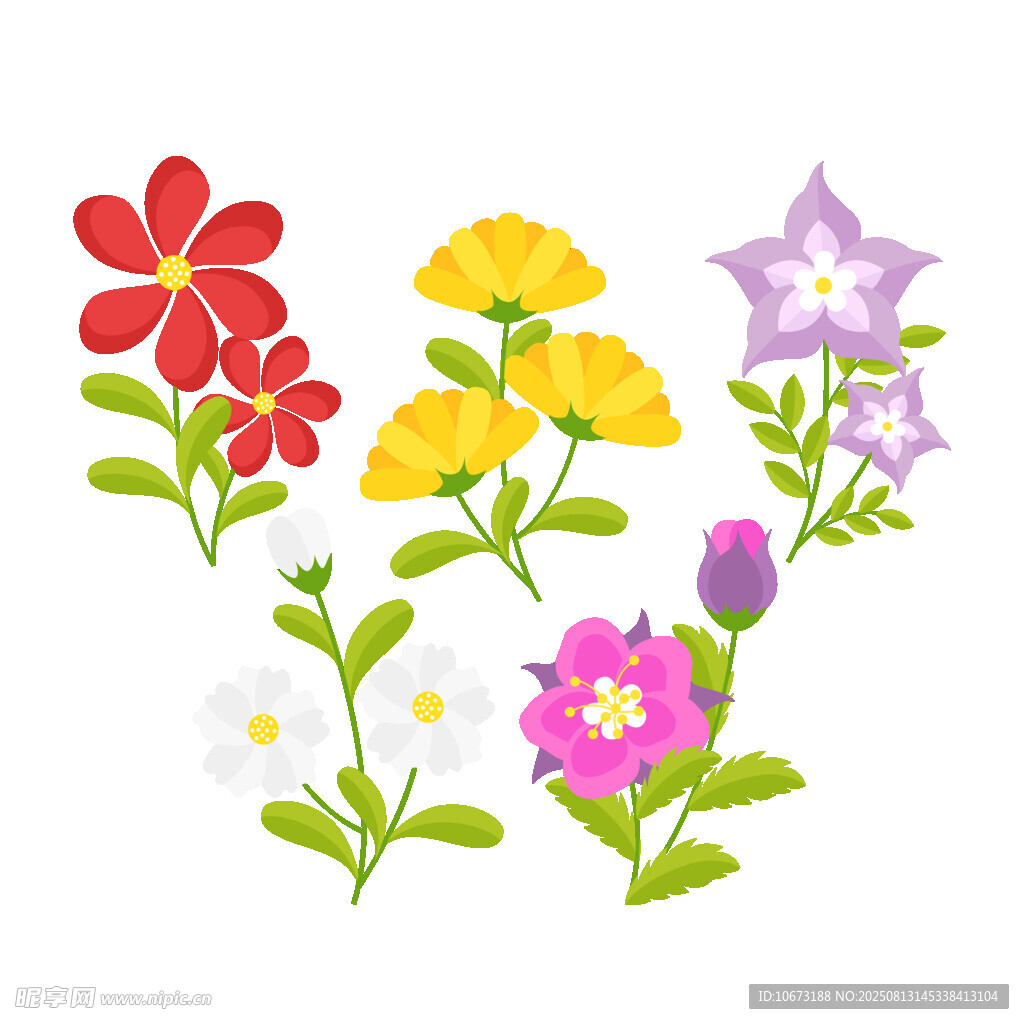 多彩花卉矢量插畫