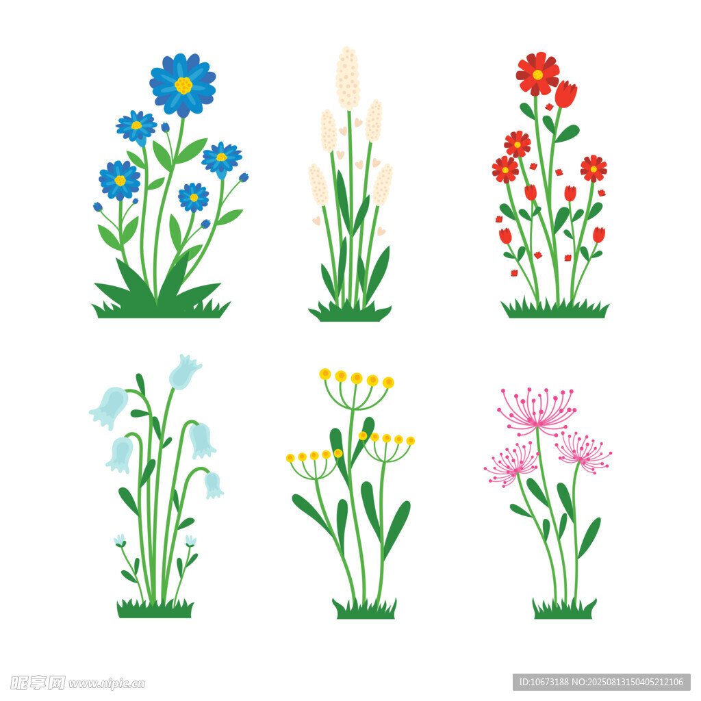 多彩花卉插畫圖案