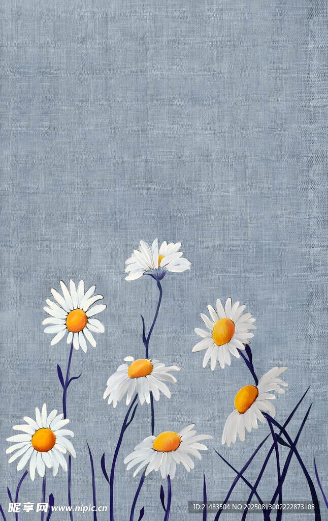 藍(lán)背景下的清新白色雛菊