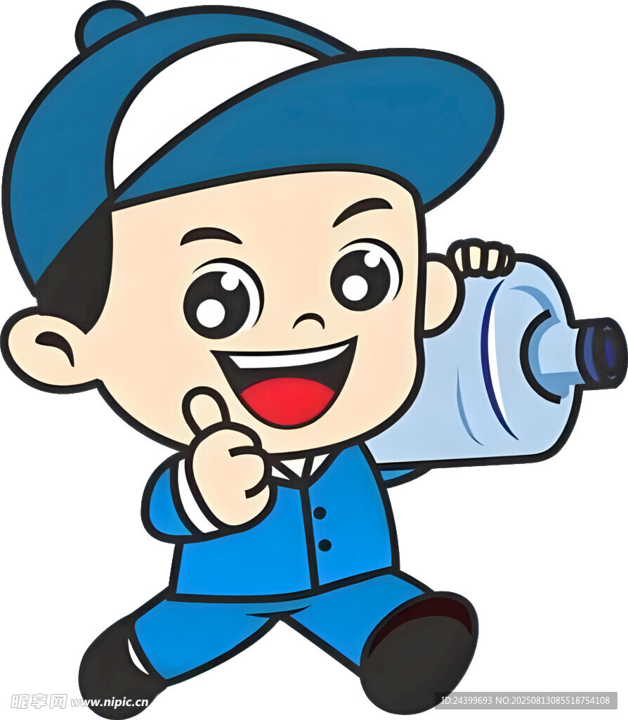 卡通人物搬水工