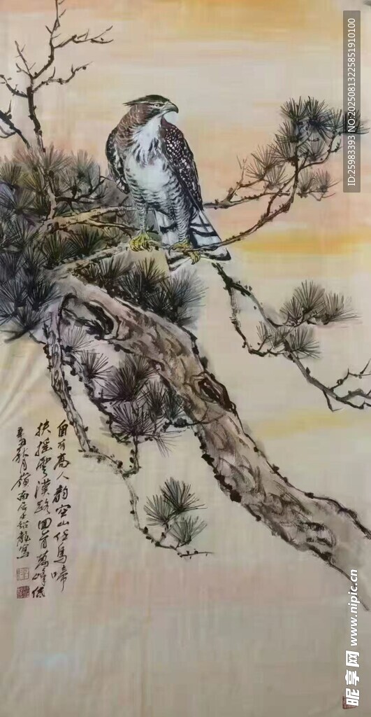 青松雄鷹圖