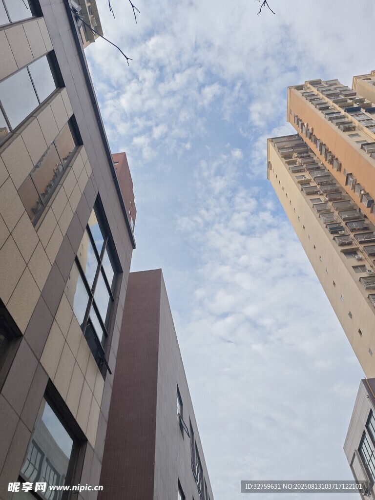 仰視城市高樓建筑景觀