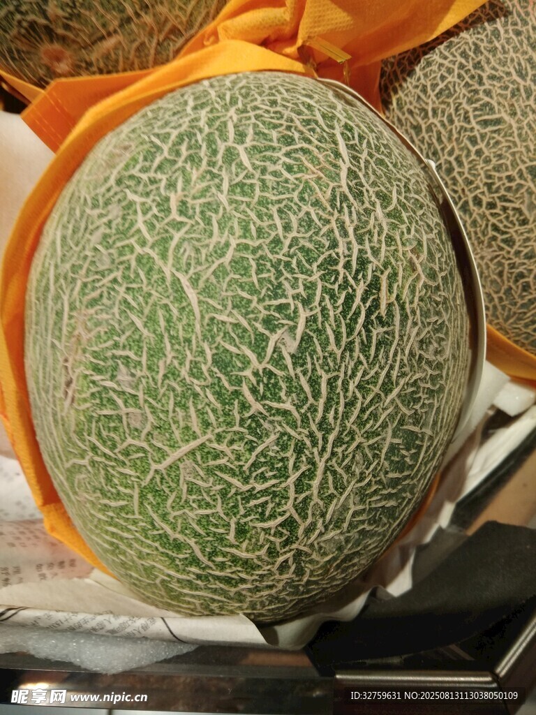 新鮮網(wǎng)紋蜜瓜特寫(xiě)