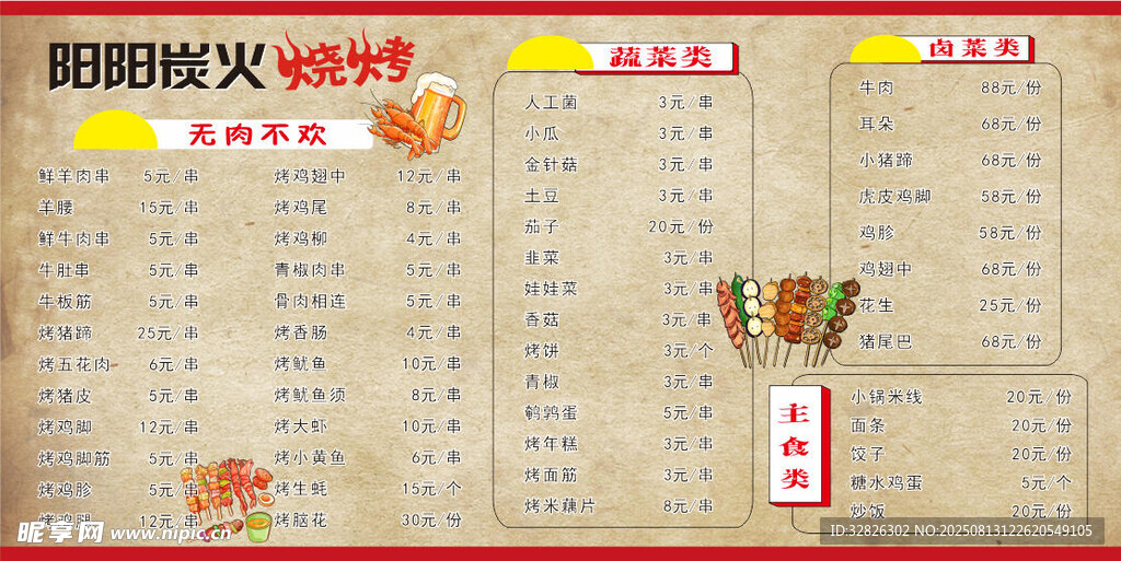 燒烤菜單