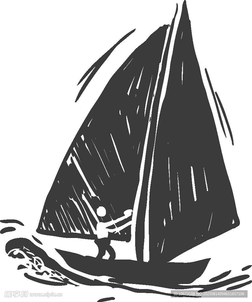 帆船破浪前行