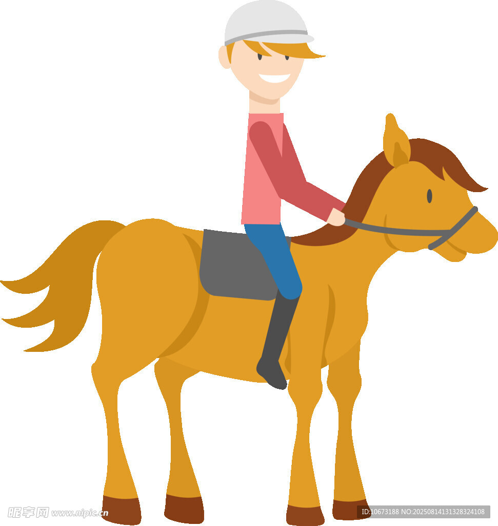 男孩騎在棕色馬上