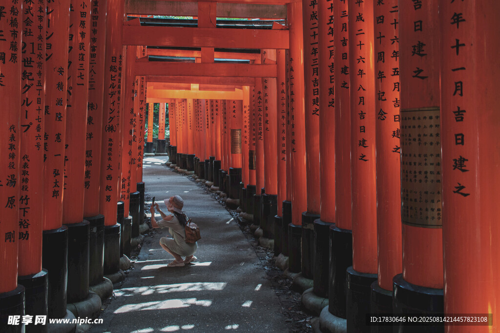 紅色鳥居通道的神秘景象