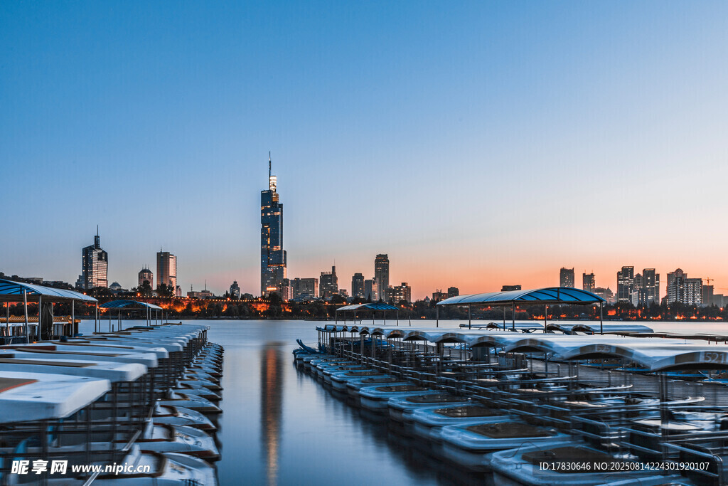 南京玄武湖畔夜景