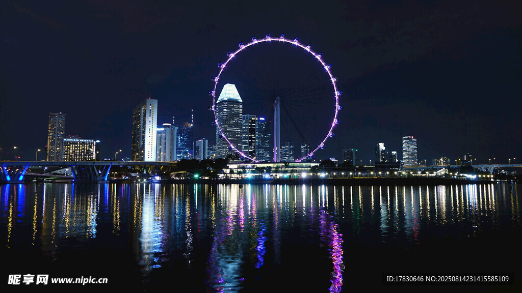 迪拜夜景中的璀璨摩天輪