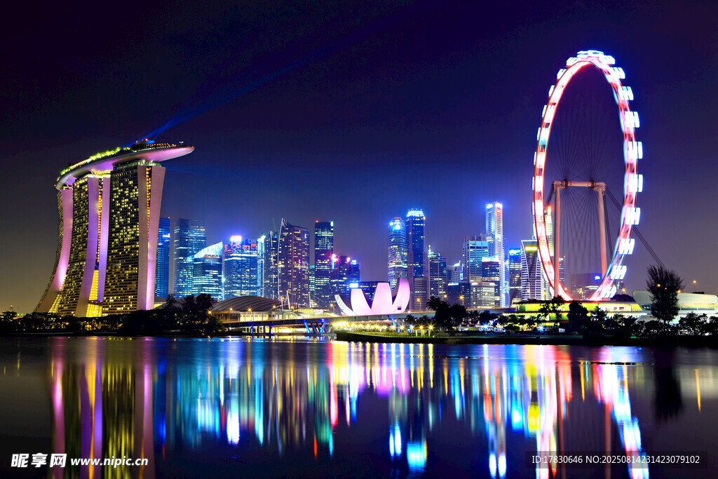 新加坡璀璨夜景城市風(fēng)光