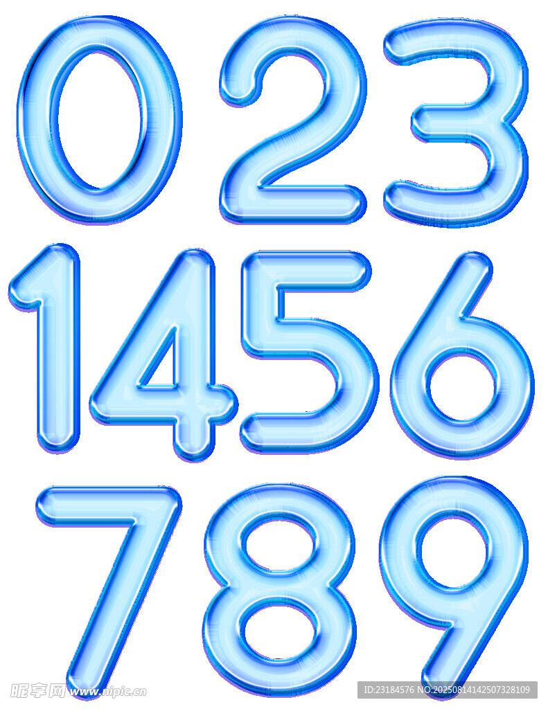 藍色水晶立體3D數字