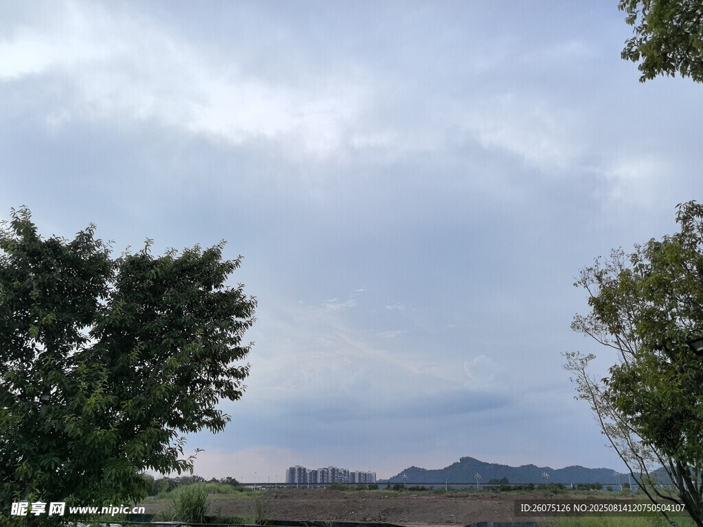 郊外綠樹與遠(yuǎn)方朦朧景致