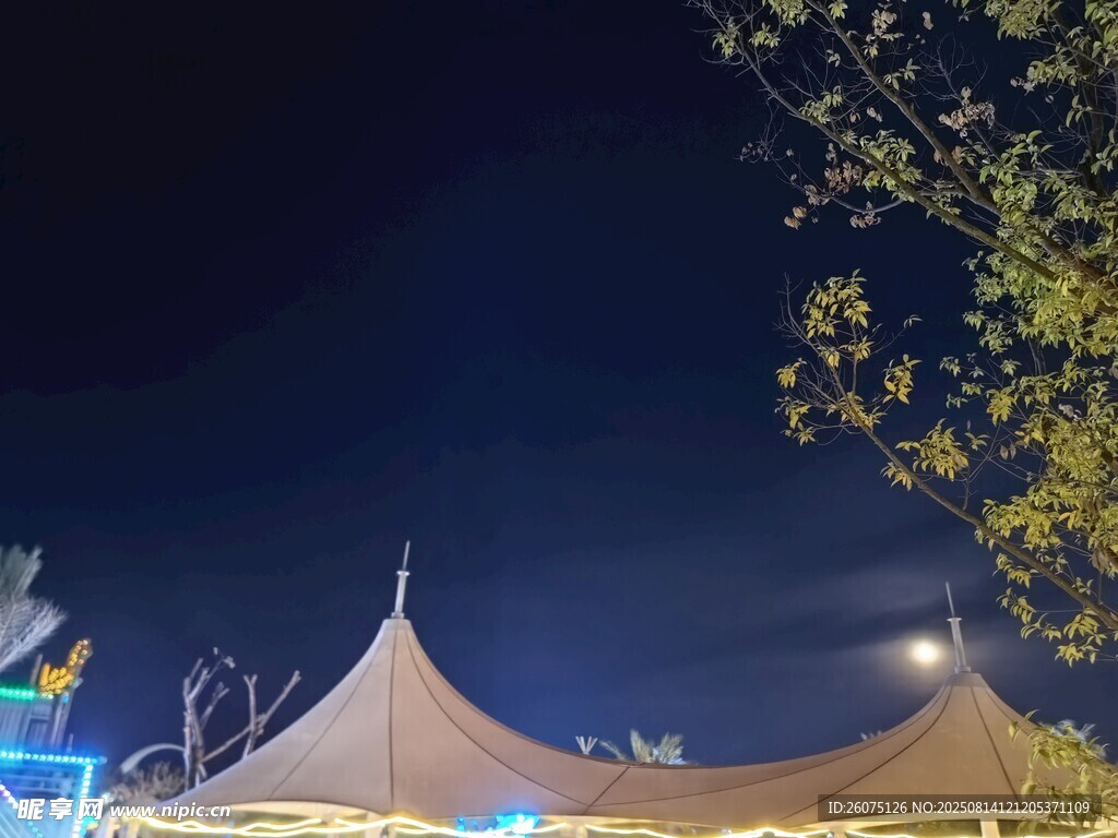 夜晚下的特色帳篷景觀