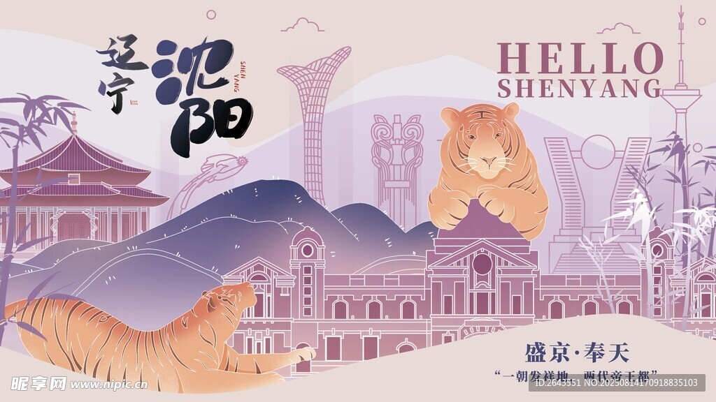 夢幻手繪風(fēng)沈陽文旅城市宣傳展板