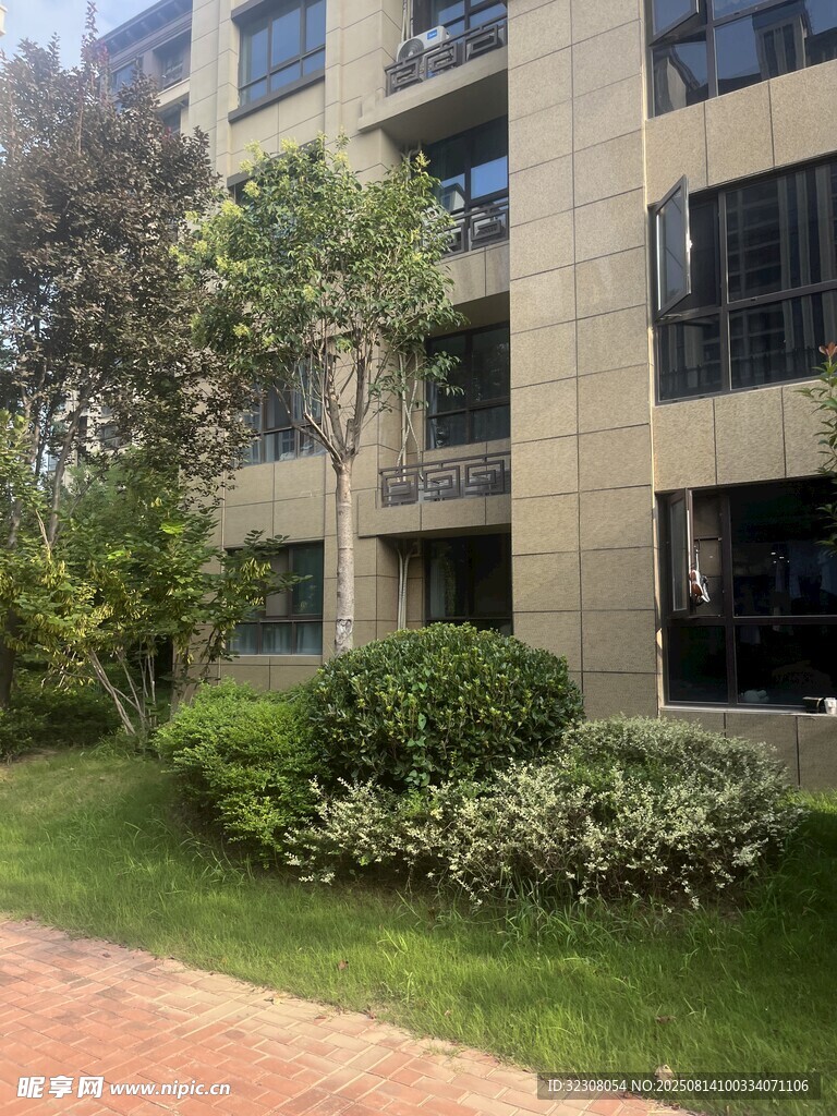 現(xiàn)代住宅旁的綠植景觀