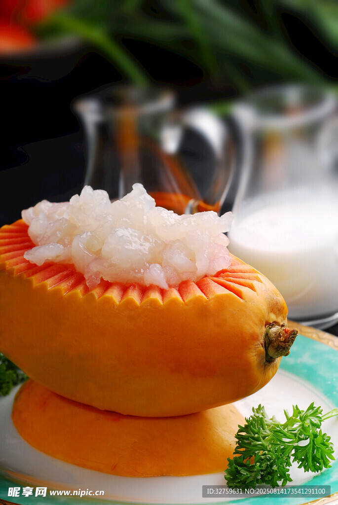 木瓜配蝦仁的美味佳肴