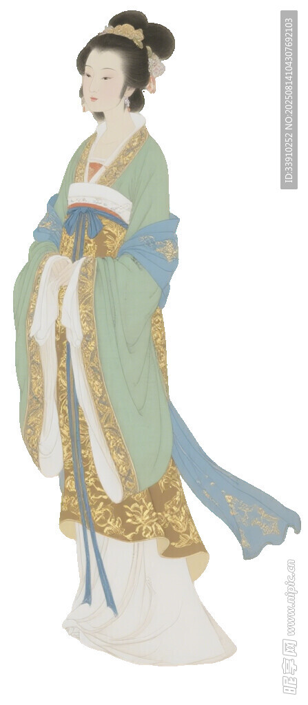 唐代仕女古風(fēng)服飾塑像