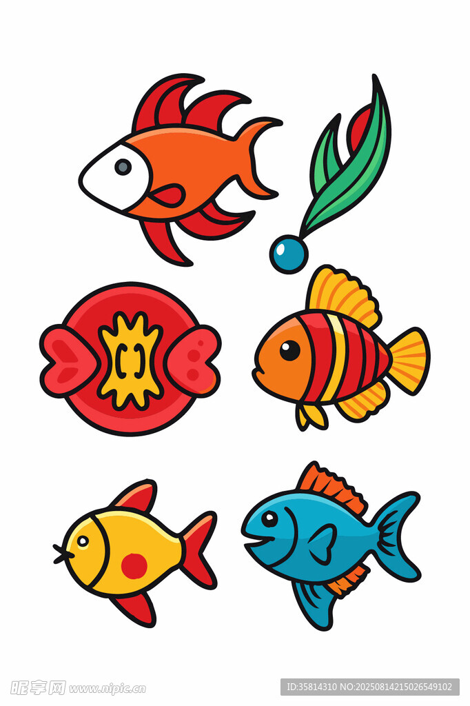 可愛卡通魚類圖案集合