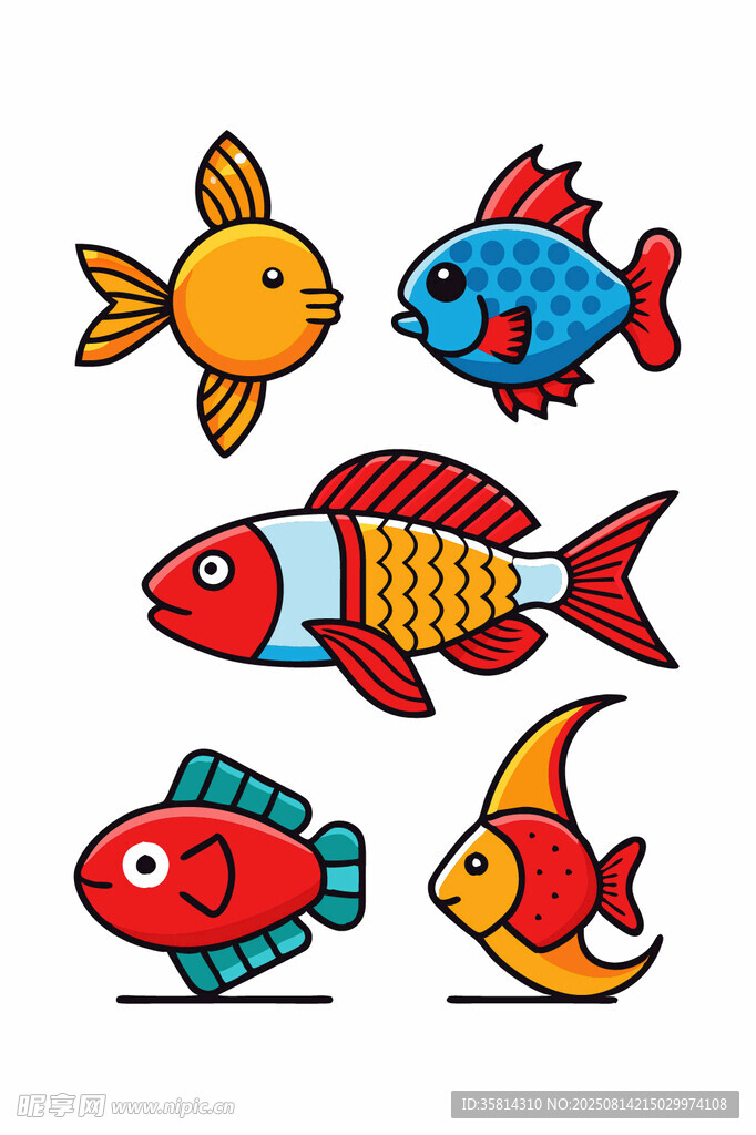可愛多彩卡通魚集合
