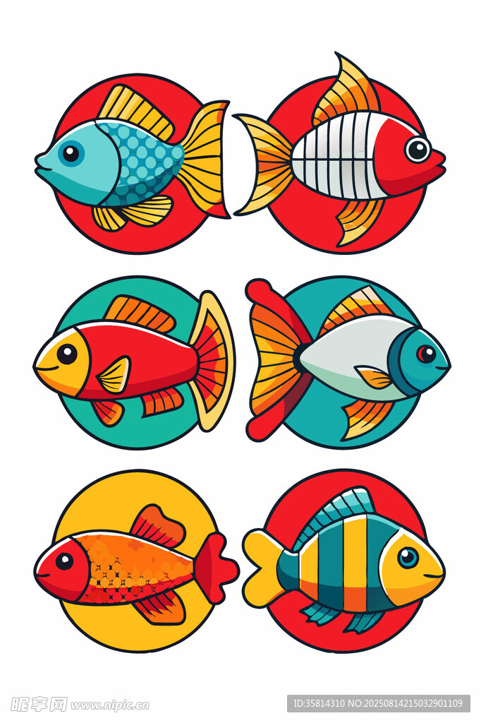 多彩卡通魚(yú)圖案設(shè)計(jì)