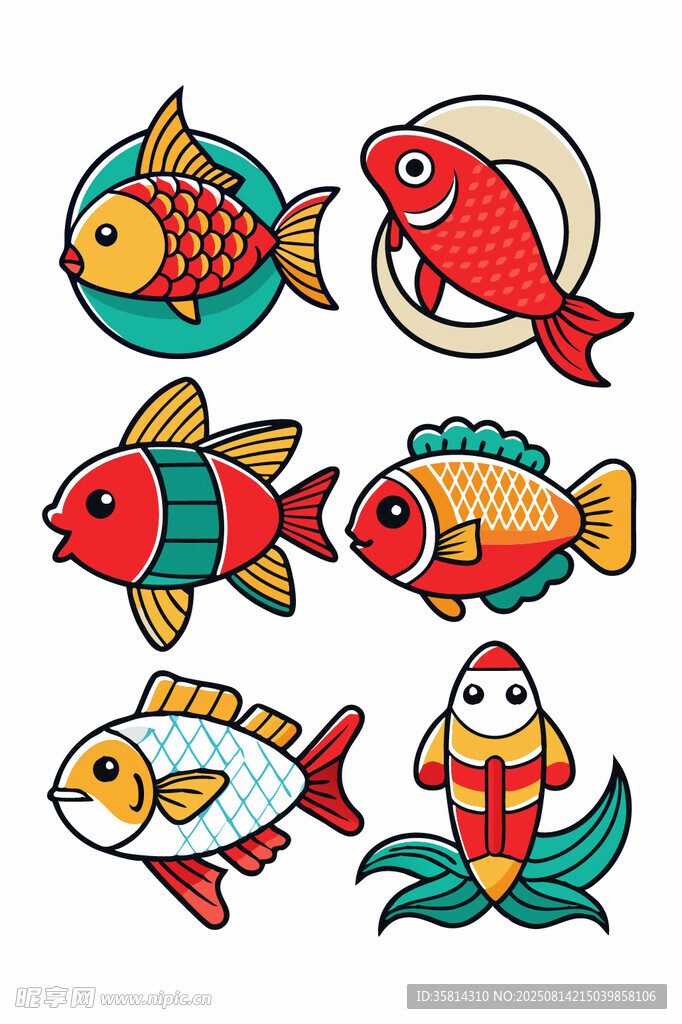 多彩卡通魚集合