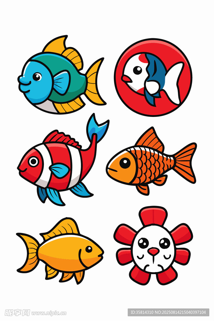 可愛卡通魚類及海洋生物