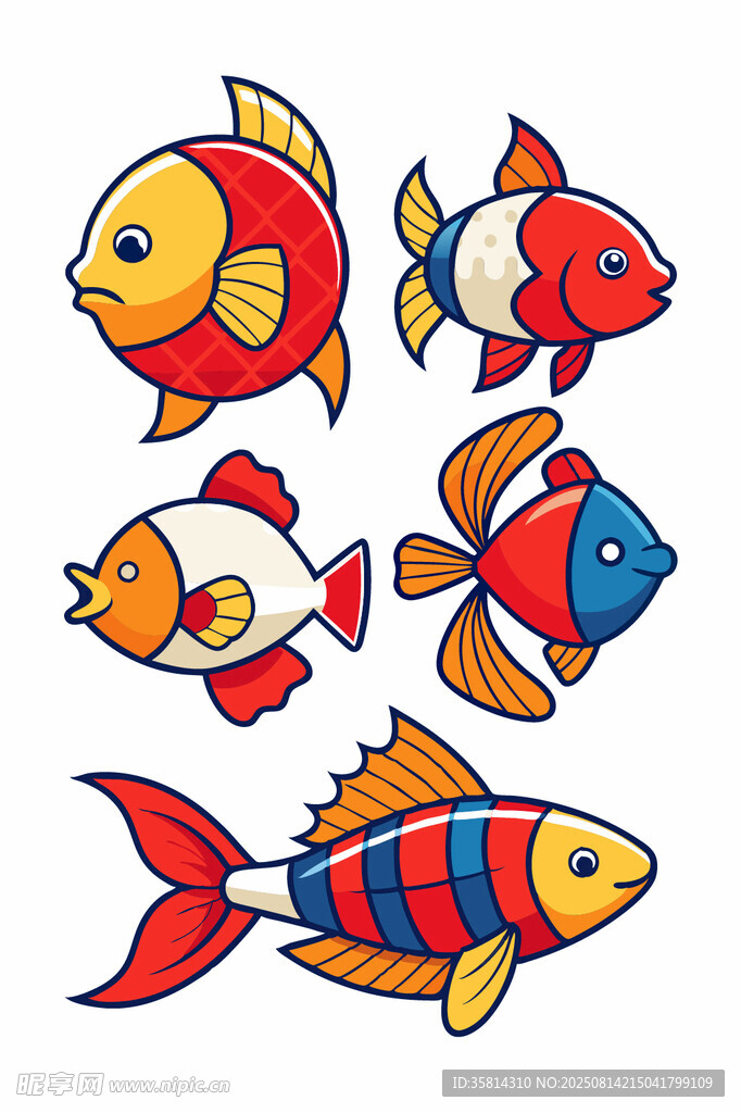 可愛多彩卡通魚集合