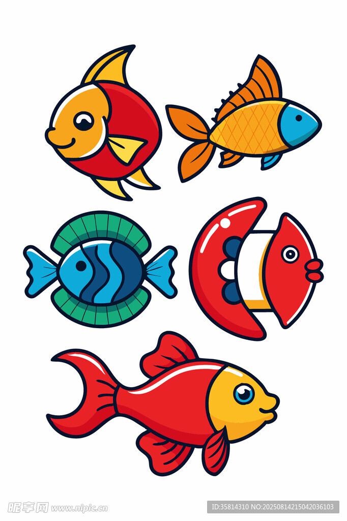 可愛多彩卡通魚集合
