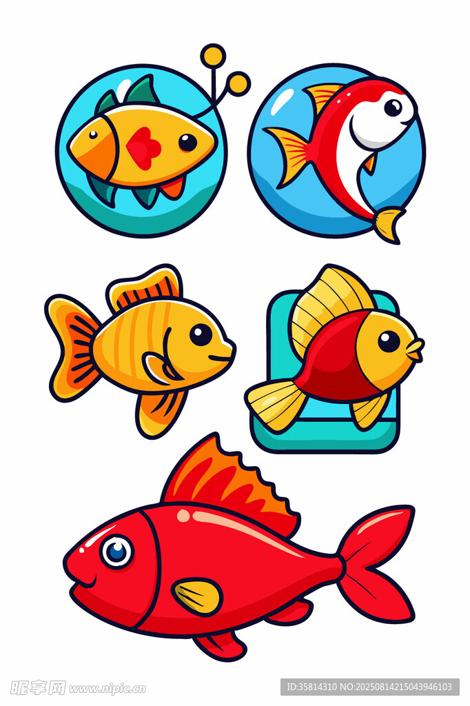 可愛卡通魚類圖案集合