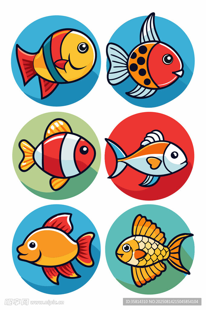 多彩卡通小魚(yú)圖標(biāo)集合