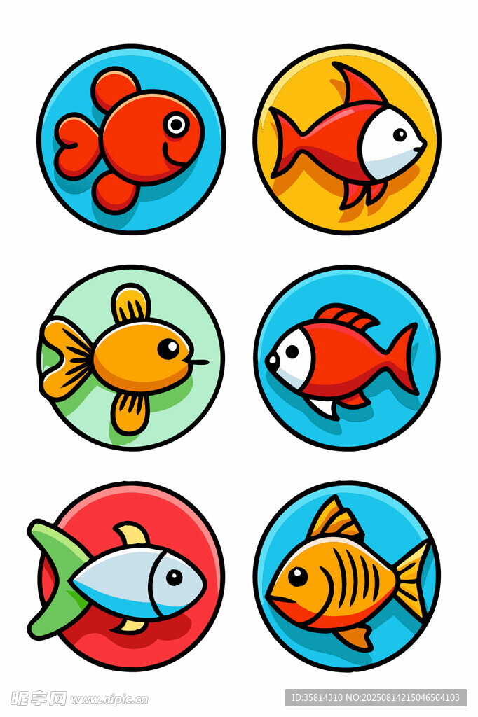 可愛多彩卡通小魚圖標(biāo)