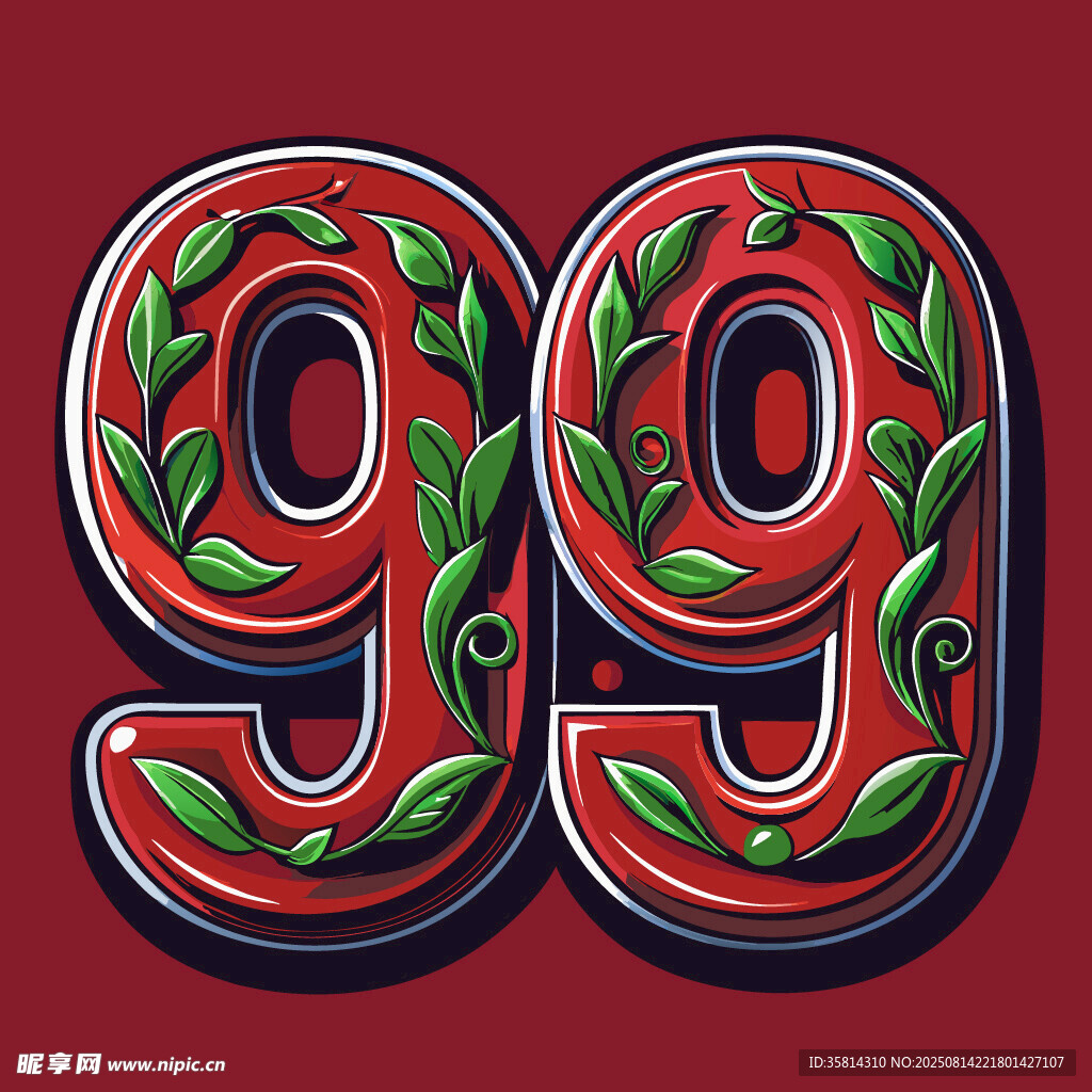 復(fù)古風(fēng)數(shù)字99裝飾圖案