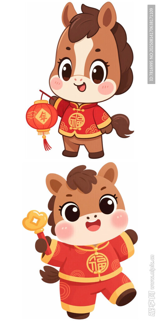 可愛馬年卡通形象賀新春