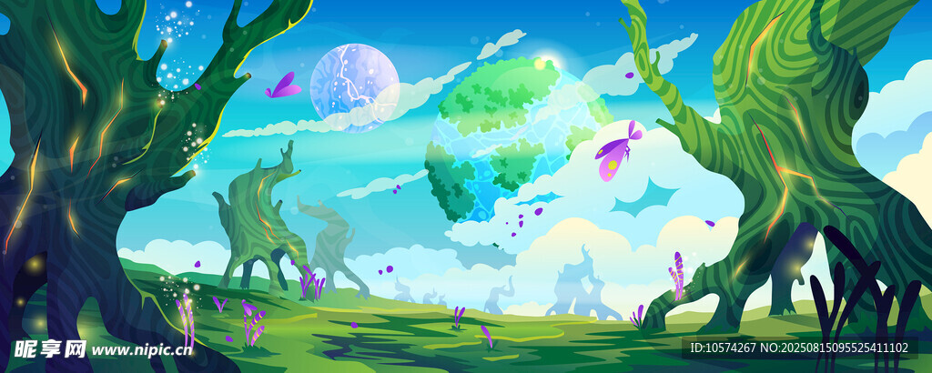 奇幻森林中的夢(mèng)幻自然景觀