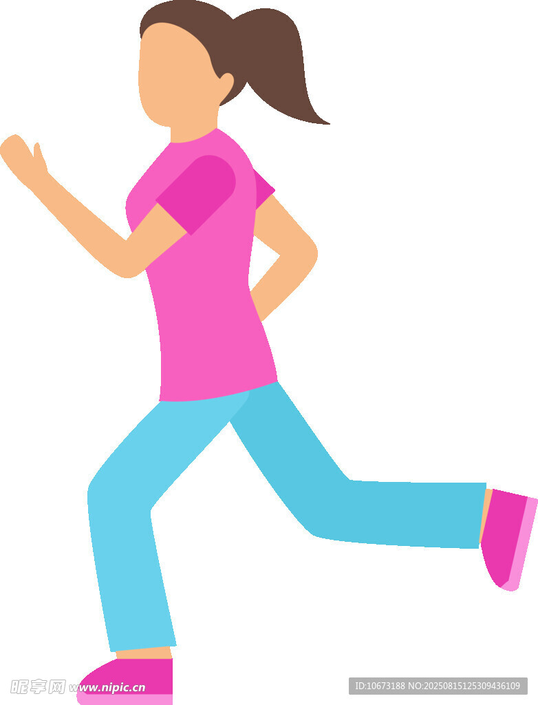 粉色上衣女子跑步圖