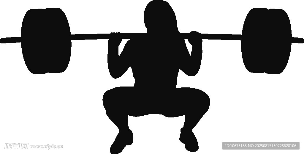 女子深蹲舉杠鈴剪影
