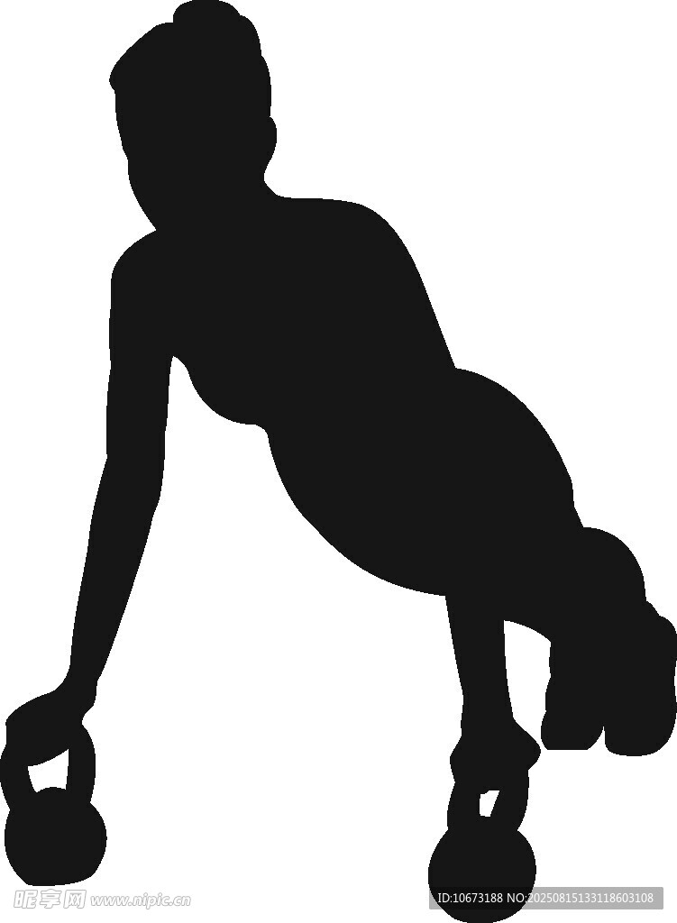 女子持壺鈴做俯臥撐
