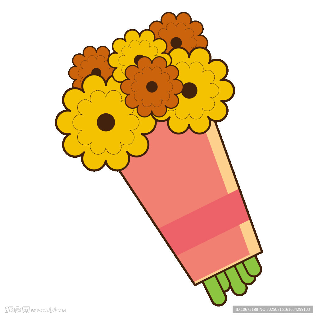 卡通風(fēng)格的多彩花束