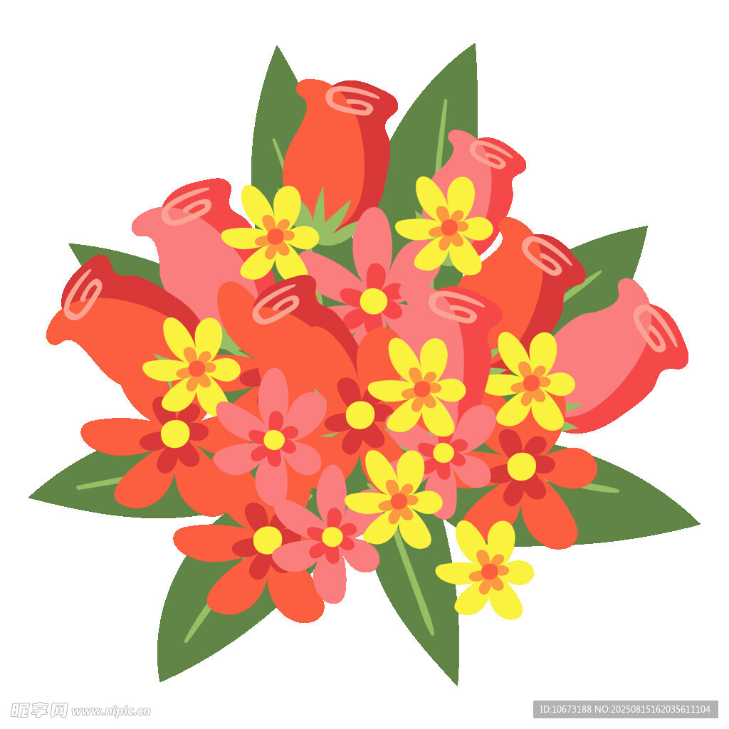 鮮艷多彩花卉插畫