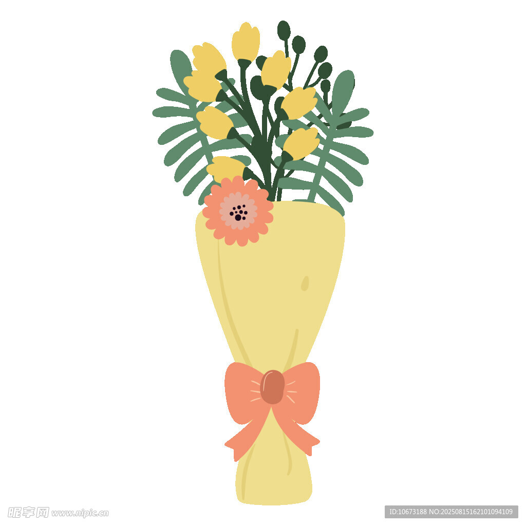 黃色花束插畫
